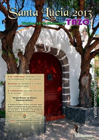 Comienza los trabajos de pavimentación de la plaza de Santa Lucía en Tazo con una inversión de 30.000 euros Cartel de la fiesta de Santa Lucia, Tazo, Vallehermoso