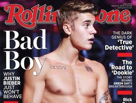 Justin Bieber en la portada de la revista Rolling Stone