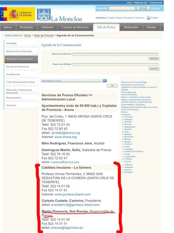 Pantallazo Agenda de la comunicación