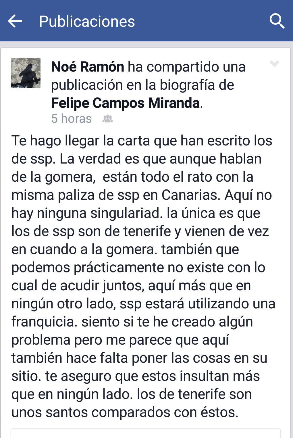 Pantallazo Facebook