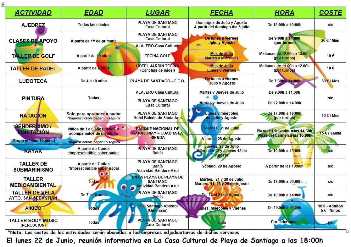 Actividades Verano 2015 - Interior