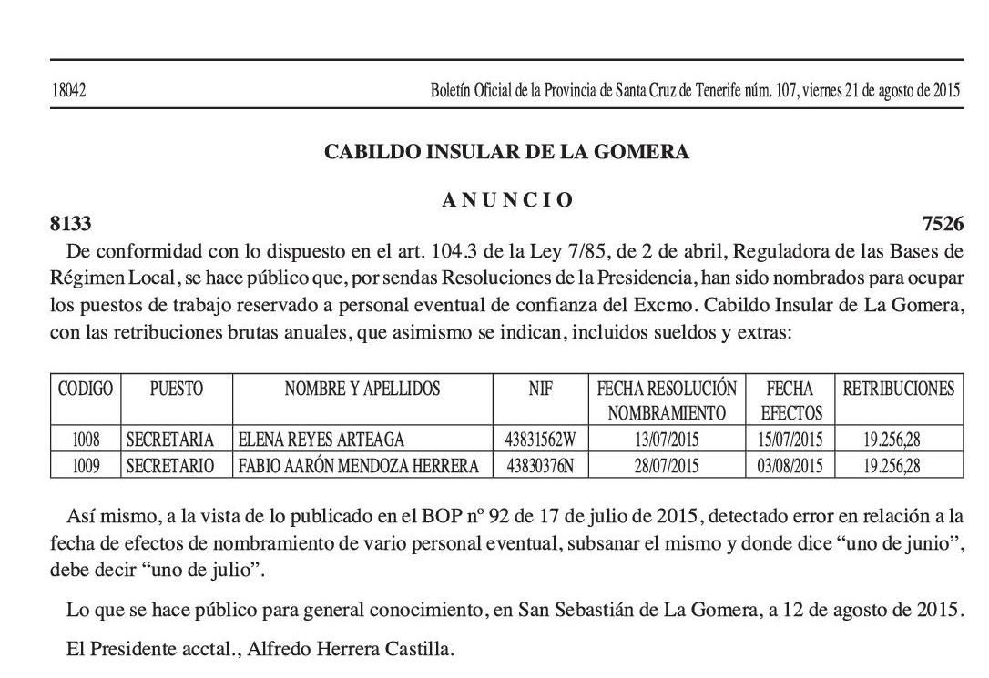 dos secretarios para el cabildo