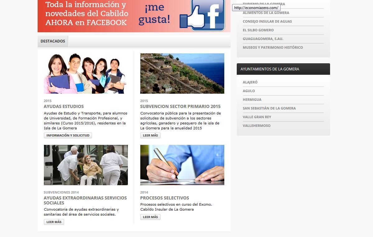 EL CABILDO NO PONE EN PORTADA LA RESOLUCION, LA PONE EN UNA SECCION QUE NO SE VISUALIZA A LA PRIMERA