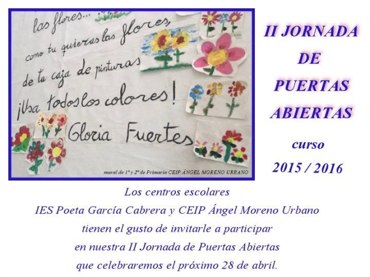 II Jornadas de Puertas Abiertas del CEIP Ángel Moreno Urbano y el IES Poeta García Cabrera