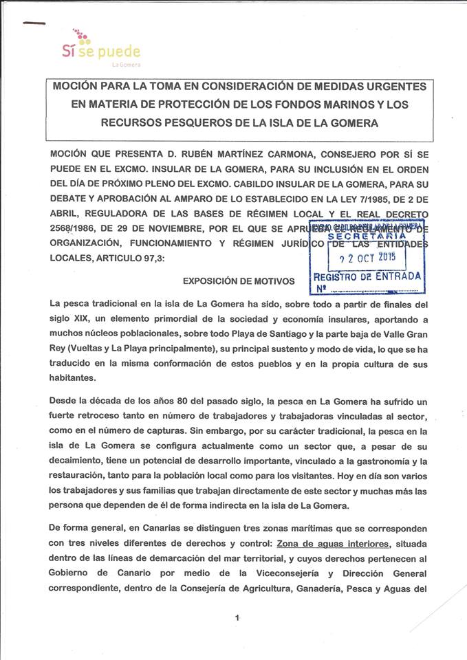 MOCION SI SE PUEDE SOBRE RESERVA MARINA