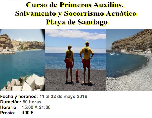 Abierto el plazo para curso de Primeros Auxilios, Salvamento y Socorrismo Acuático en Playa de Santiago