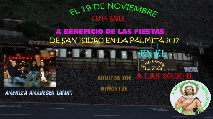 El 19 de noviembre y en Agulo, cena baile a beneficio de las Fiestas de San Isidro 2017