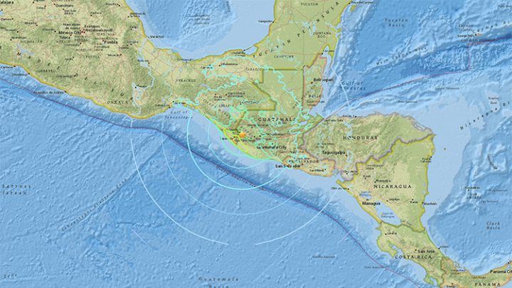 Se produce un terremoto de magnitud 6,9 cerca de las costas de México y Guatemala