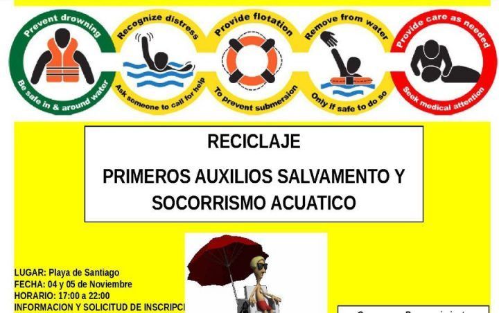 Alajeró organiza un curso de Reciclaje de Primeros Auxilios y Socorrismo Acuático en Playa de Santiago