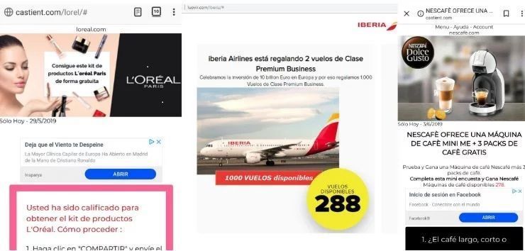 Las webs «mutantes» de ofertas falsas que intentan hacerse con tus datos