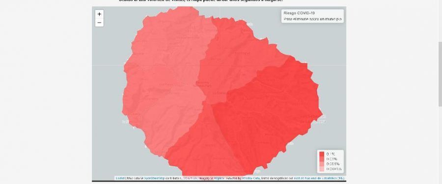 Mapa de riesgo de propagación del coronavirus en La Gomera