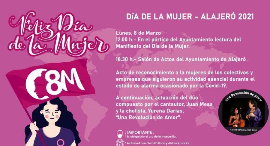 Alajeró celebra el próximo lunes, 8 de marzo el Día de la Mujer con actos organizados por el Ayuntamiento