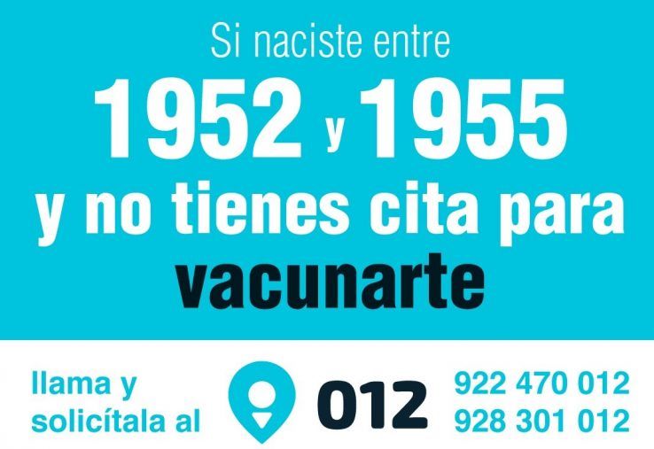 Las personas nacidas entre 1952 y 1955 que no hayan sido vacunadas contra la Covid-19 pueden solicitar cita en el 012 desde hoy