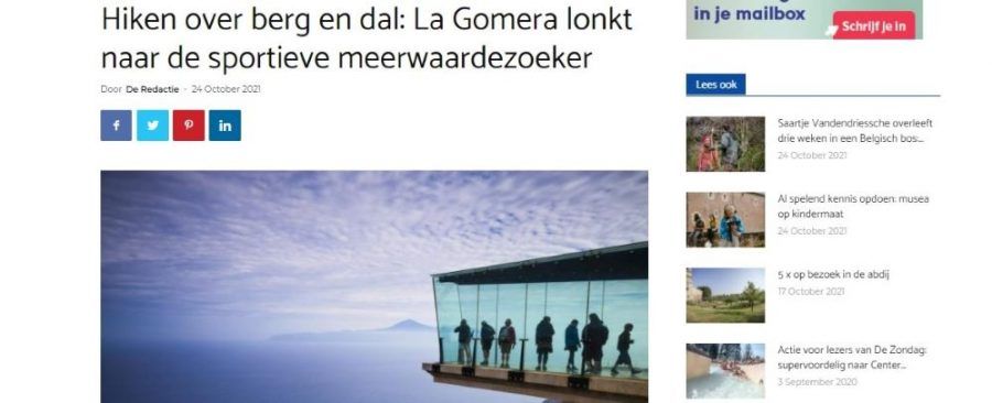 La prensa belga se hace eco del potencial de La Gomera como destino de naturaleza