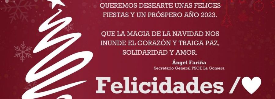 El PSOE de La Gomera desea Feliz Navidad a toda la ciudadanía