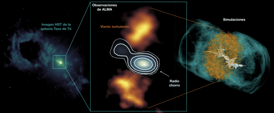 Descubren chorros relativistas que producen burbujas en la región central de la galaxia Taza de Té