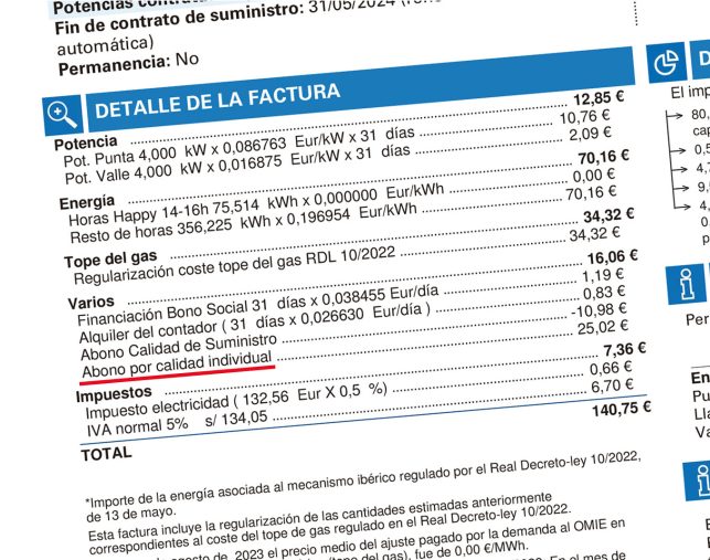 Alertan de cargos irregulares en facturas de Endesa con el concepto «abono por calidad individual»