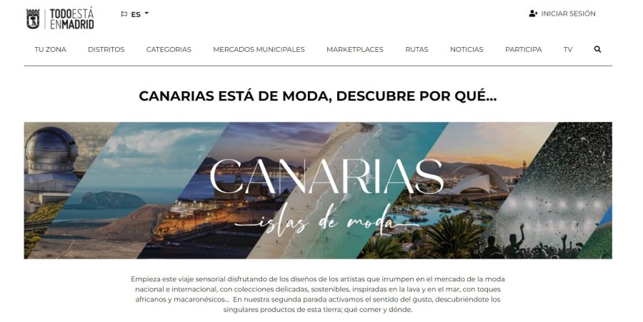 Canarias estrena su propio perfil en el portal digital de ocio ‘Todo está en Madrid’