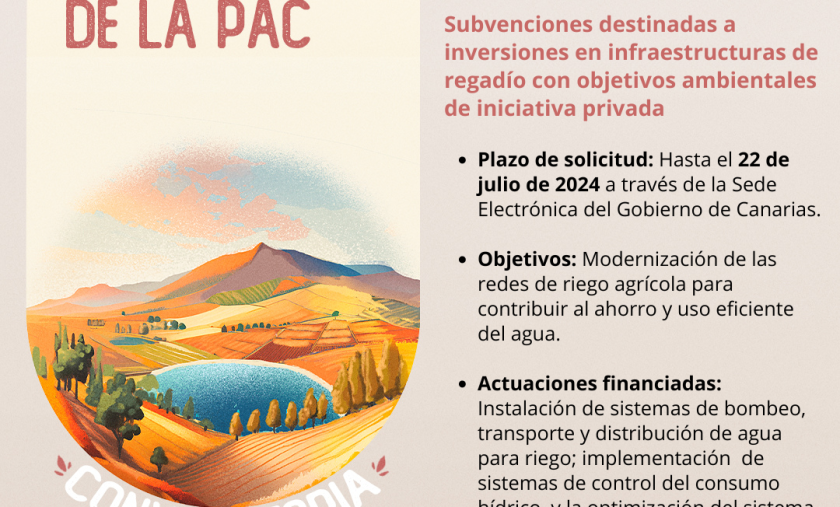 El Gobierno de Canarias convoca subvenciones del PEPAC a inversiones en infraestructuras de regadío por 1,7 millones de euros
