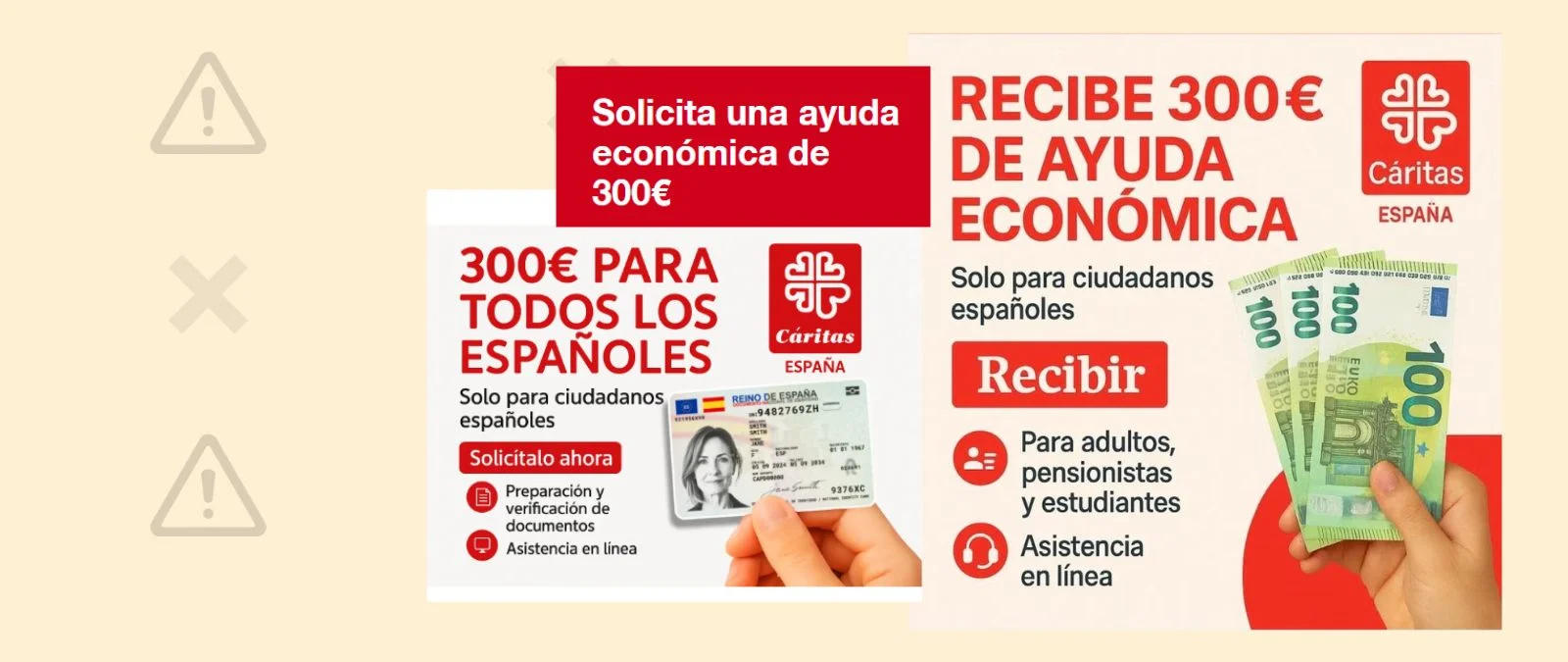 Es un timo que Cáritas esté ofreciendo una ayuda económica de 300 euros solo para ciudadanos españoles