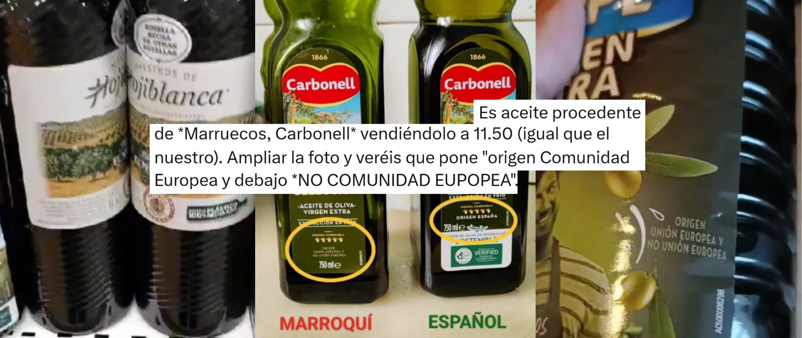 Los vídeos sobre aceite de oliva con origen «UE y no UE»: no hay pruebas de que sean de Marruecos y la empresa que agrupa a tres marcas mencionadas lo niega