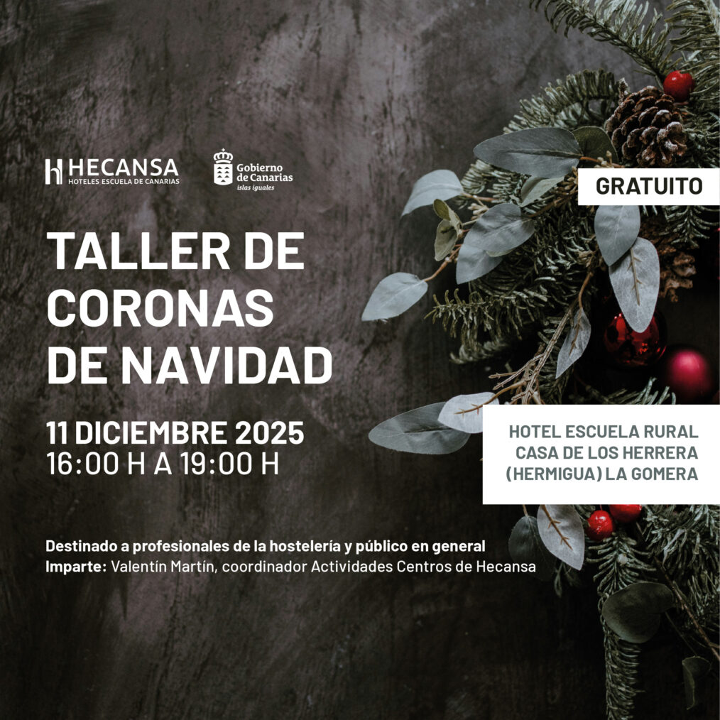 El Hotel Escuela Rural Casa de Los Herrera en La Gomera impartirá el jueves 11 de diciembre un Taller de coronas de Navidad